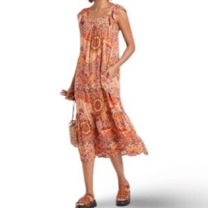 Knox Rose Maxi Boho
Dress Sz XS Orange & Pink Pattern Flutter
Straps Preowned